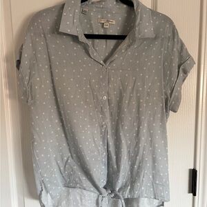 Jachs Light Gray/Blue Polka Dot Button-Down Shirt